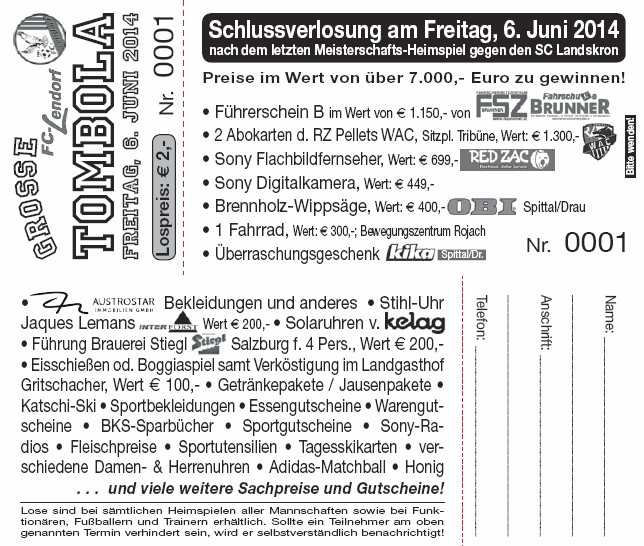 ein Tombola Ticket